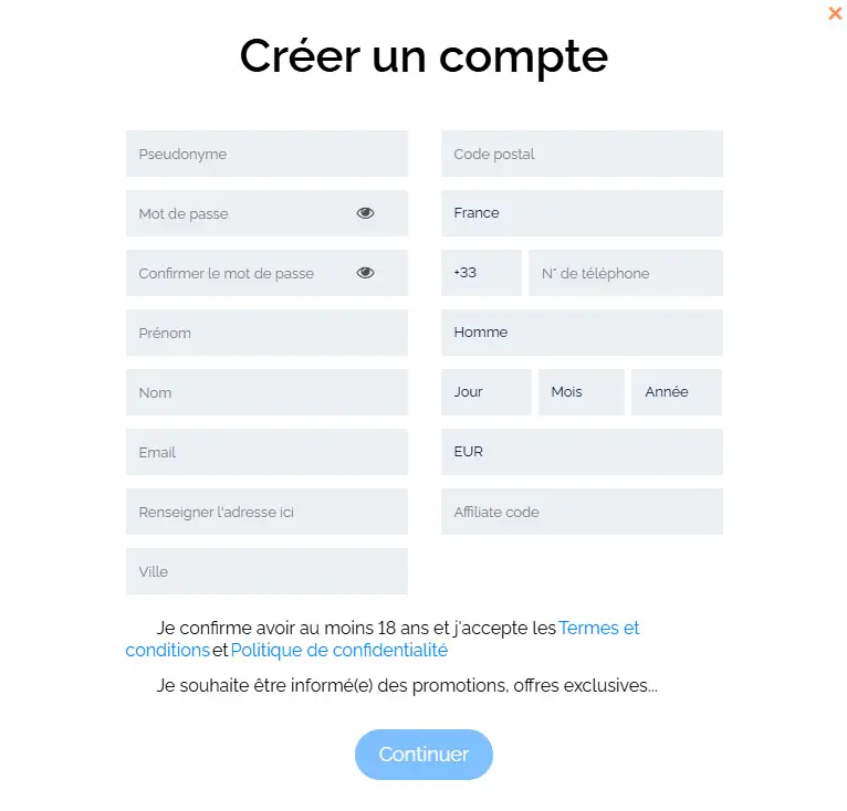 Processo di registrazione LUMIBET CASINO